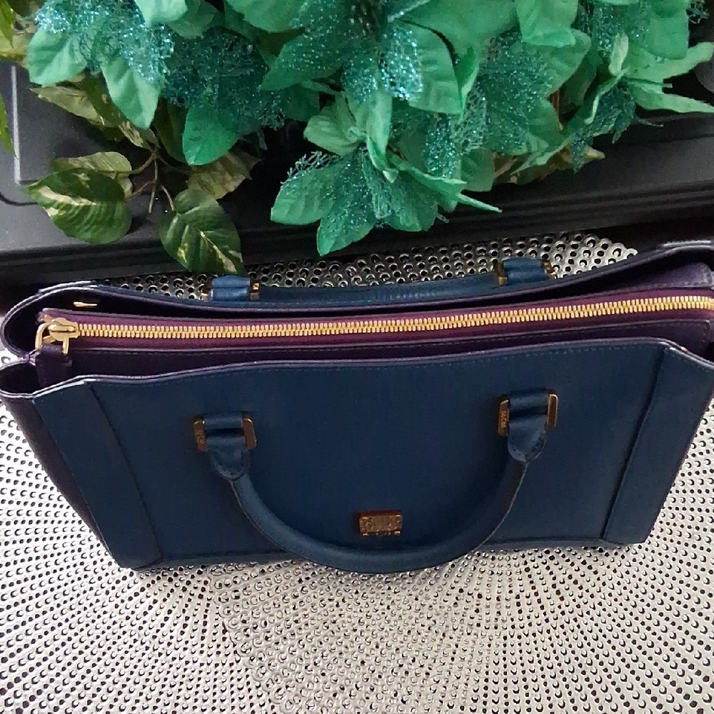 MCM Blue and Purple Satchel with Stap. EUC - Picture 4 of 8